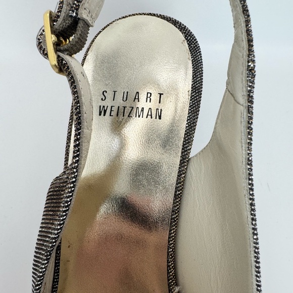 Stuart Weitzman Metallic Peep Toe
Slingback Heel Size 6.5 - Like New! - Picture 4 of 12